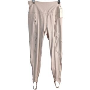 CALIA Power Sculpt Leggings w Stirrups Sandstone Gray Zipper Pockets Medium NEW